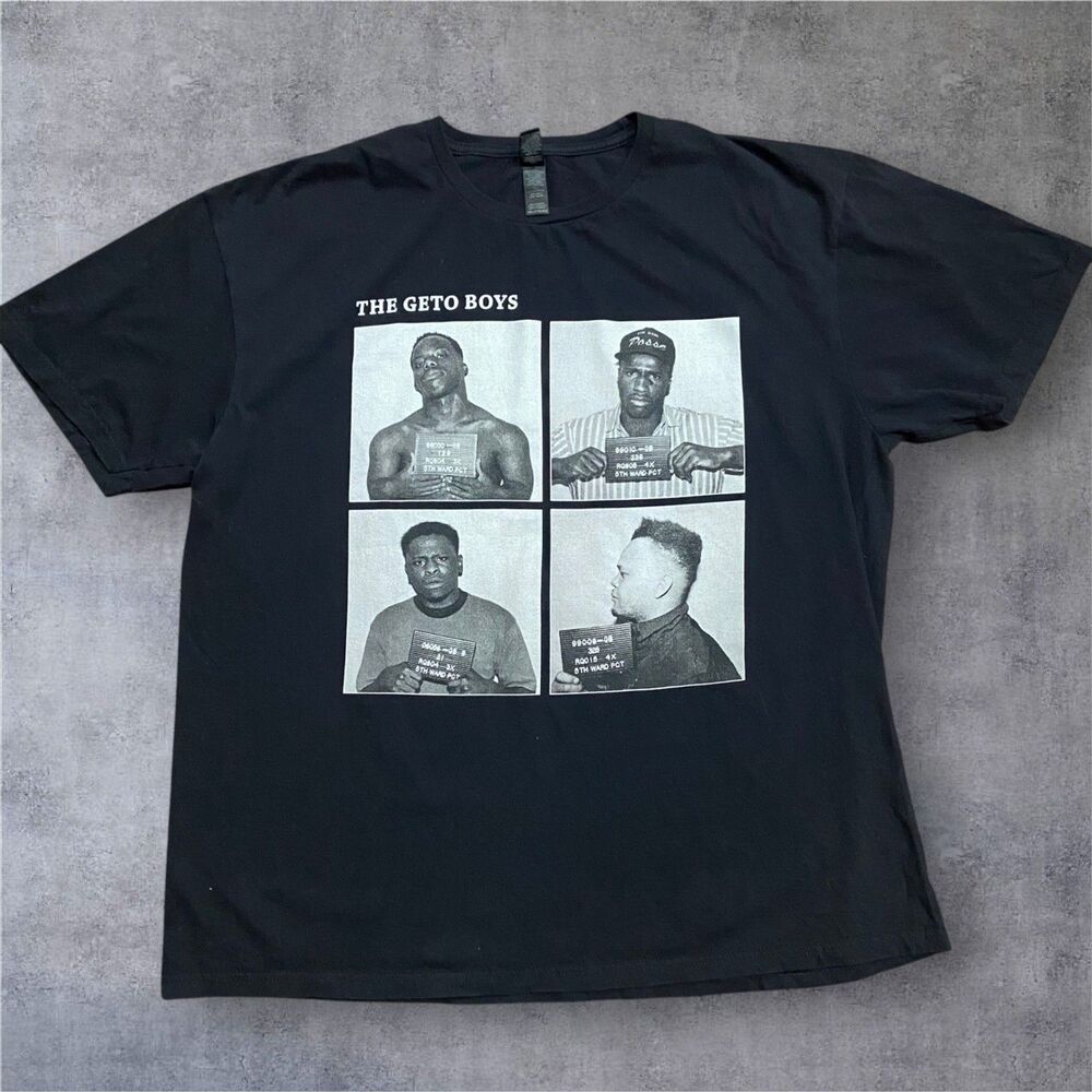 Gildan Rap The Geto Boys Houston Mugshot Tee Black Big & Tall Men's Size 2XL